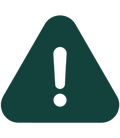 Icône d'avertissement de couleur vert foncé représentée par un triangle avec un point d'exclamation.